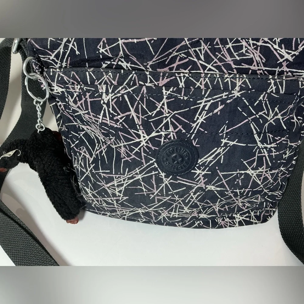 Kipling Men's Black and White Patterned Messenger Bag